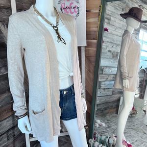 Premise Studio Open Knit Relaxed Cardigan with Front Pockets Small 💗